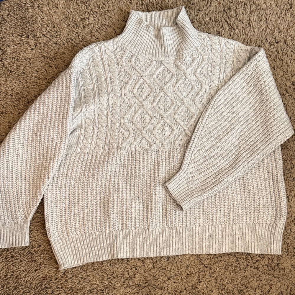 A New Day XXL Cable Knit Grey Textured Turtleneck Sweater 🐚
